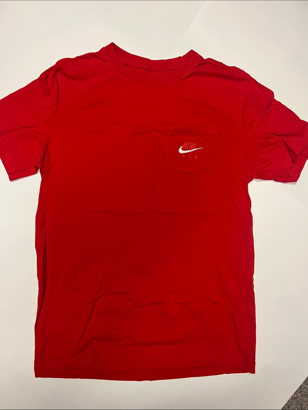 Nike Red Short Sleeve Pocket Tee with White Nike Air Logo